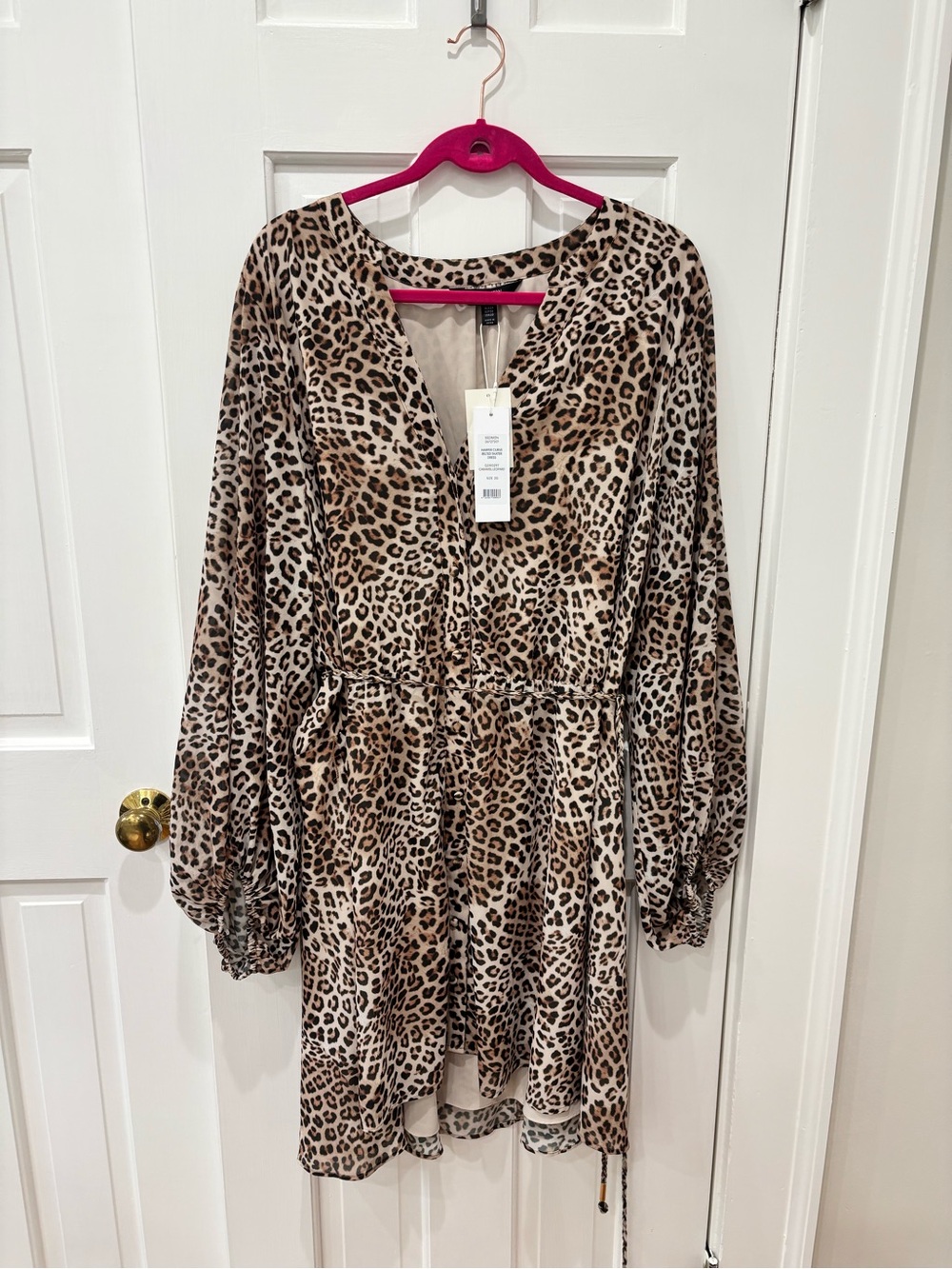 Ever New Leopard Print Long Sleeve Dress - Tan/Brown